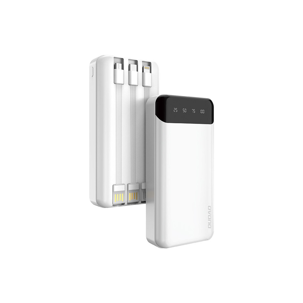 Powerbank Capaz 20000mAh con 3 cables blancos de microeléctricos USB-C Microusb incorporados