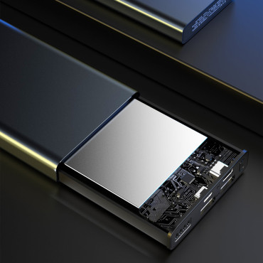 PowerBank 10000mAh Metal con indicador de nivel de carga de plata