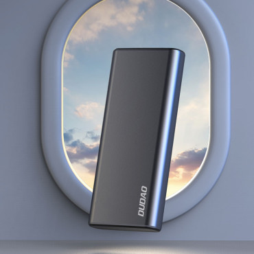 PowerBank 10000mah metāls ar sudraba uzlādes līmeņa indikatoru