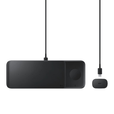 Trio Laddningsstation för Galaxy Telefoner Klocka Hörlurar TWS + USB-C Kabel Svart