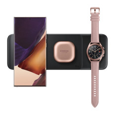 Trio Polnilna postaja za Galaxy Telefoni Watch slušalke TWS + USB-C kabelska črna