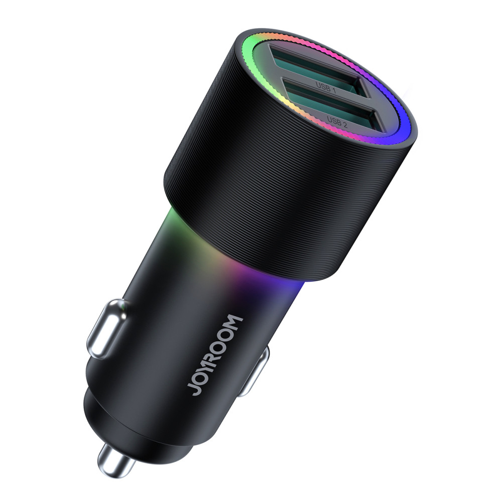 Auto 2x USB nabíjačka s 24W podsvietením čiernej