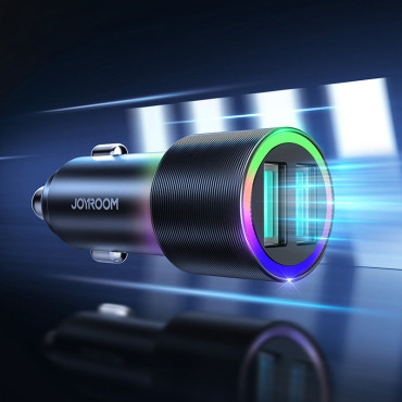 Auto 2x USB nabíjačka s 24W podsvietením čiernej