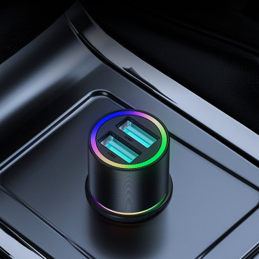 Auto 2x USB nabíjačka s 24W podsvietením čiernej