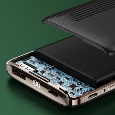 PowerBank 10000MAH K4PRO ar iebūvētiem kabeļiem LED displejs