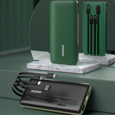 PowerBank 10000MAH K4PRO ar iebūvētiem kabeļiem LED displejs