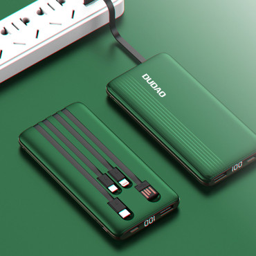 PowerBank 10000MAH K4PRO ar iebūvētiem kabeļiem LED displejs