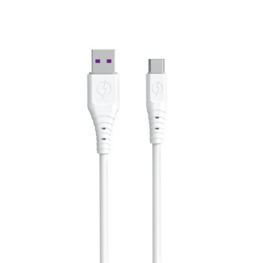 USB elastīgs kabelis - USB-C 6A 1m balts