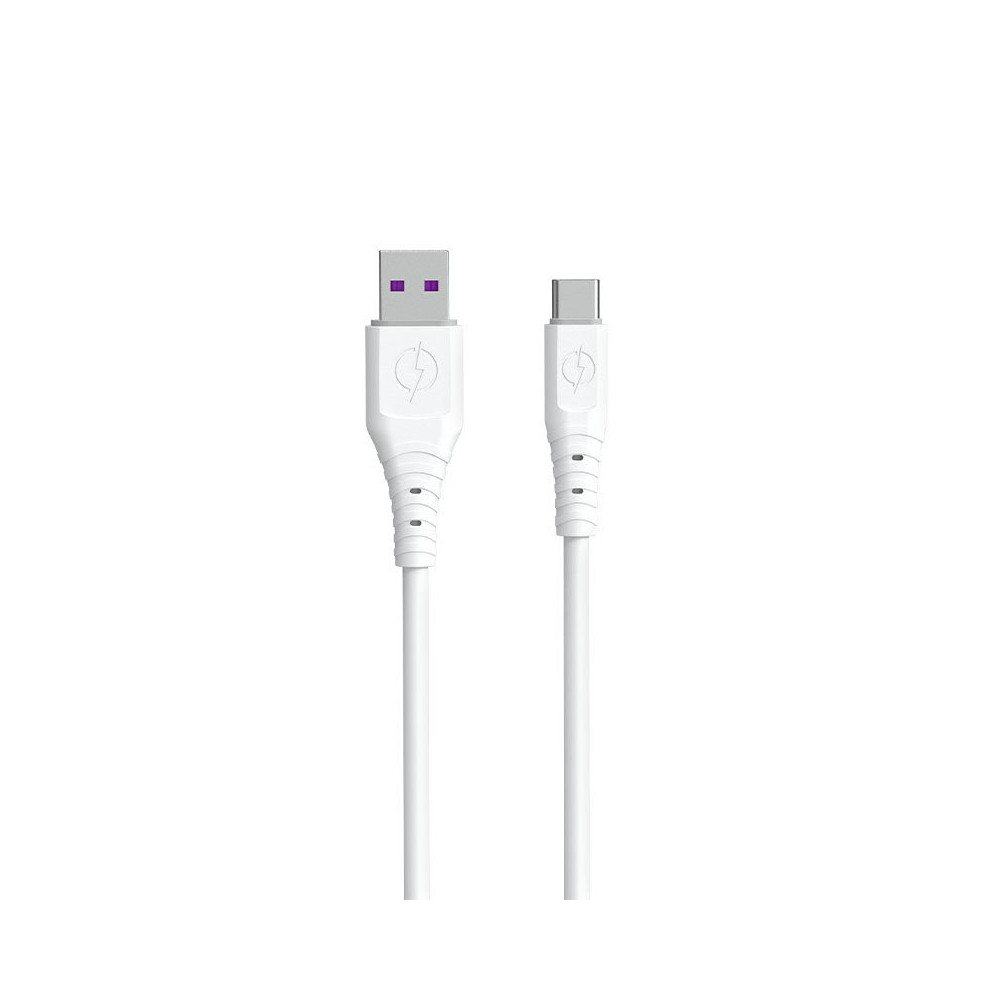 USB elastīgs kabelis - USB-C 6A 1m balts