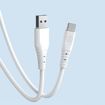 USB elastīgs kabelis - USB-C 6A 1m balts