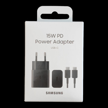 USB-C 15W PD AFC + USB-C-kabelska črna