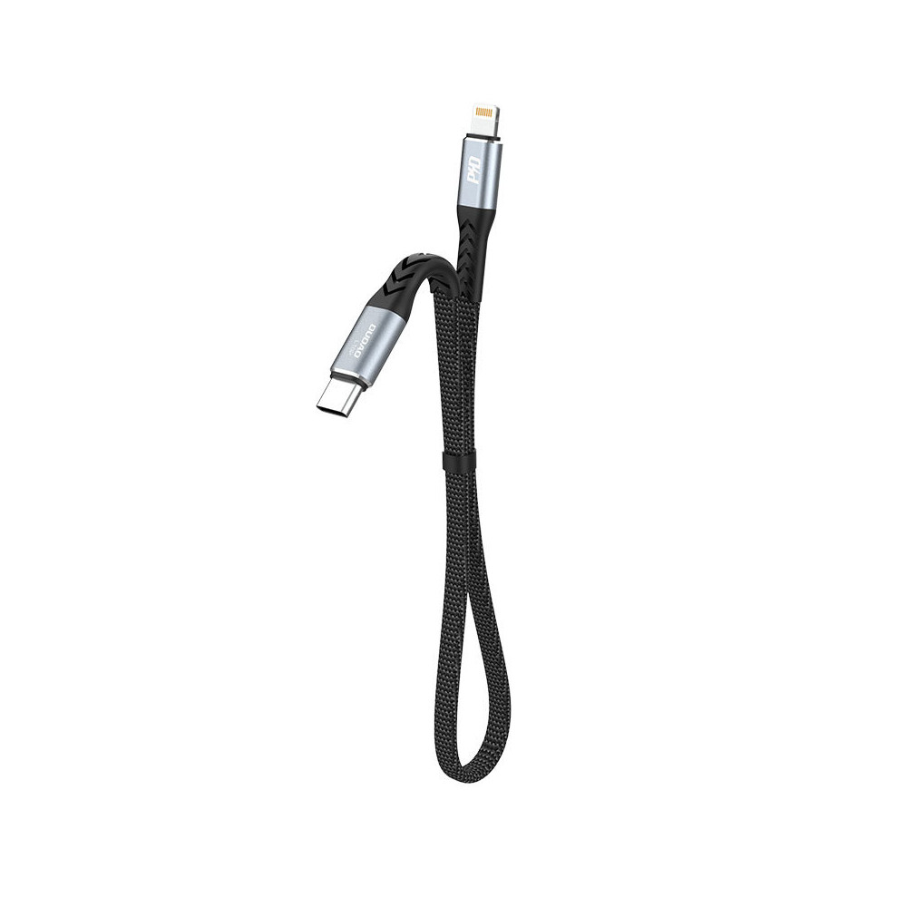 Kabeļu plakanā vads Īss uz iPhone USB-C - Zibens L10P PD 20W 23cm melns