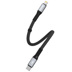 Cable Flat Cord Short to iPhone USB-C - Lightning L10P PD 20W 23cm black