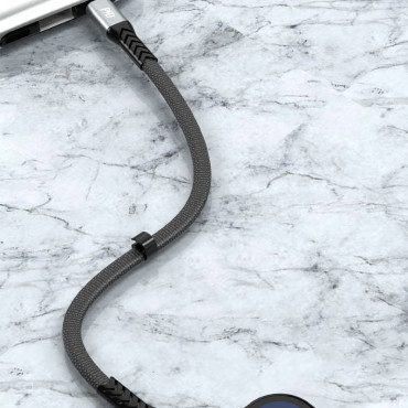 Kabelio plokščias laidas trumpas iki "iPhone" USB-C - Žaibas L10P PD 20W 23cm juoda