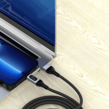 Kabeļu kabelis iPhone ātrai USB-C - Zibens PD 20W 1m melns