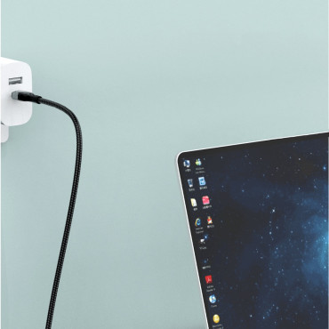 Kabeļu kabelis iPhone ātrai USB-C - Zibens PD 20W 1m melns
