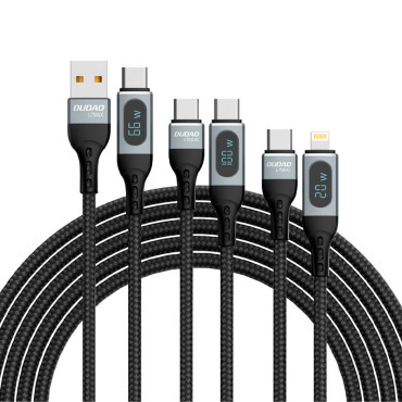 Kabeļu kabelis iPhone ātrai USB-C - Zibens PD 20W 1m melns
