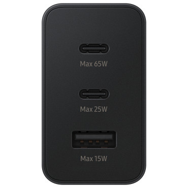 Chargeur réseau 2x USB-C et 1X USB PPS PP 65W QC 3.0 AFC FCP Noir
