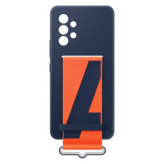 Bolsa de caso com correia para galáxia A53 5G Strap Silicone Cover Navy
