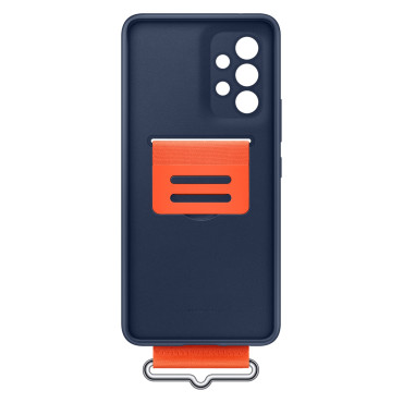 Bolsa de caso com correia para galáxia A53 5G Strap Silicone Cover Navy