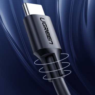 Kabeļu USB-C kabelis uzlādēšanai un datu pārsūtīšanai 3A 2m melns