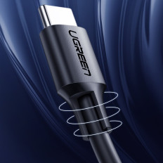 Kabeļu USB-C kabelis uzlādēšanai un datu pārsūtīšanai 3A 2m melns