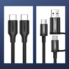 Kabeļu USB-C kabelis uzlādēšanai un datu pārsūtīšanai 3A 2m melns