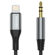 Aux Audio Cable v bavlněném skle iPhone blesk - mini jack 3.5mm 1m šedá