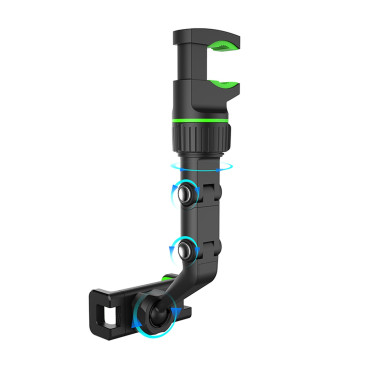Máquina manija smartphone montada para espejo trasero negro y verde