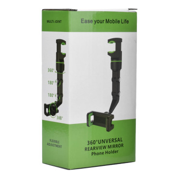 Koneen kahva älypuhelin, joka on asennettu mustalle ja vihreään takapeiliin