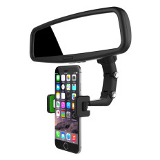 Smartphone della maniglia della macchina montata per specchio posteriore nero e verde