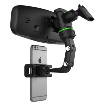 Smartphone della maniglia della macchina montata per specchio posteriore nero e verde