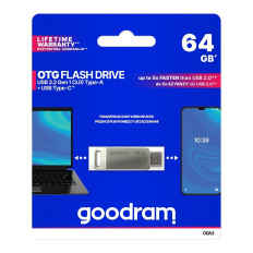 PENDRIVE 64GB To USB 3.2 + USB-C OTG OD3 Sølv