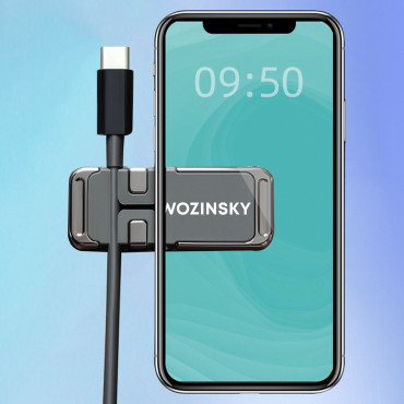 Magnetni samolepilni telefonski ročaj s črnimi kabli Organizator