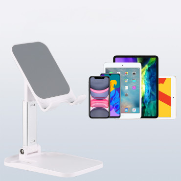 Stand-vouwwinkel op tablet Tablet 4-8 '' op een wit bureau