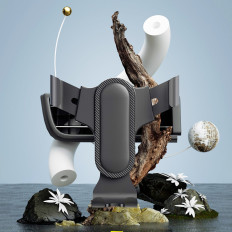 Gravitational Car Holder for en svart rutet telefon
