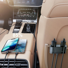 Ātra auto lādētājs 5x USB-A ar pagarinājumu 45W melns