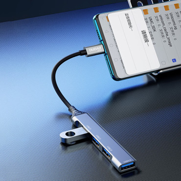HUB Distributörsadapter med USB-C-uttag för 4x USB Svart Grå