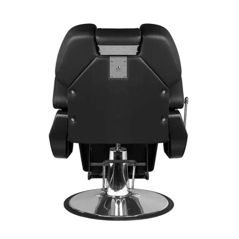 Hair System New York barberstol svart krom — baksida