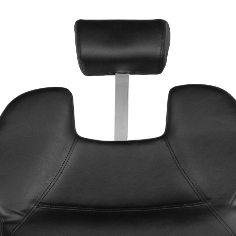 Hair System New York barberstol svart krom — närbild av huvud