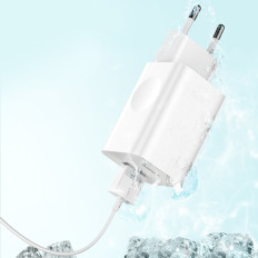 Tīkla lādētāja strāvas adapteris USB Quick Charge 3.0 White Cable
