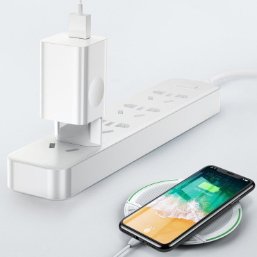 Tīkla lādētāja strāvas adapteris USB Quick Charge 3.0 White Cable