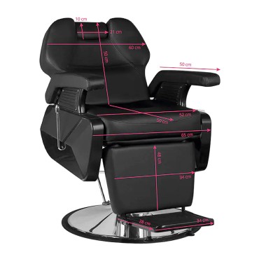 Hair System New York barberstol sort krom — forfra