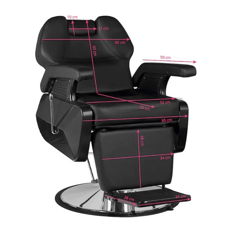 Hair System New York barberstol svart krom — framsida
