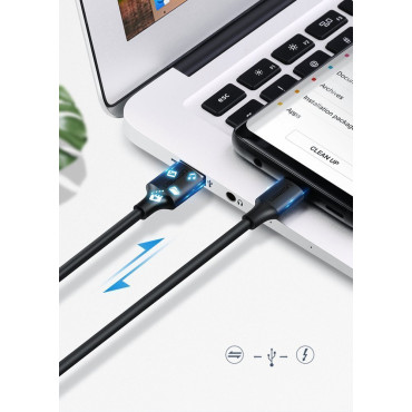 Kabeļu USB kabelis - USB-C 3A 3M melns
