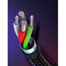 2in1 kabelska žica v močnem USB lepilu - Microughb + USB-C1M 2.4A črna