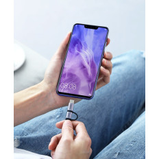 2in1 kabelska žica v močnem USB lepilu - Microughb + USB-C1M 2.4A črna