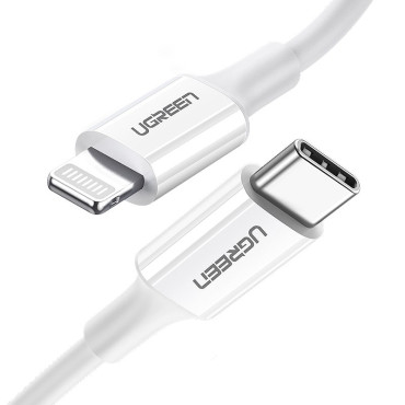 Kabeltråd til iPhone MFI USB-C - LYSNING 20W 3A 1M Hvid