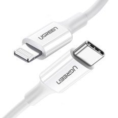 Kaapelijohto iPhone MFI USB-C - Lightning 20W 3A 1m Valkoinen
