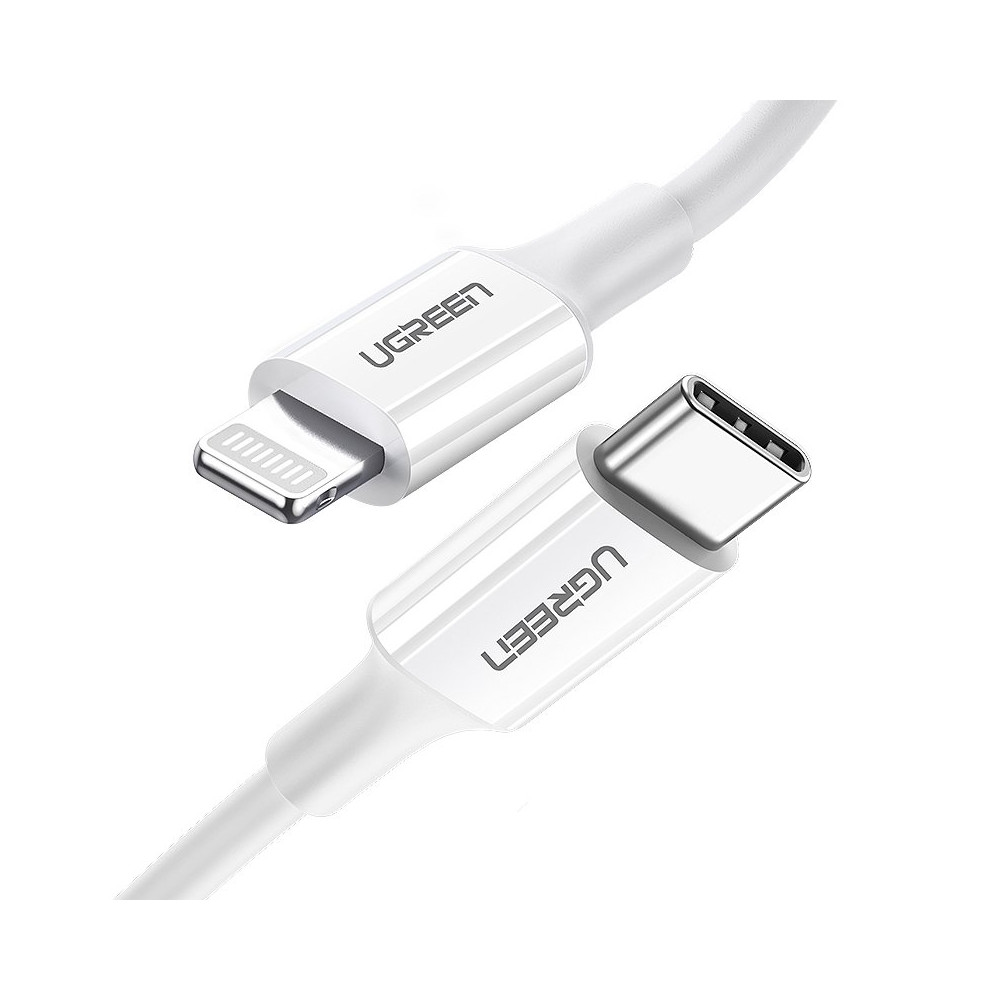 Cable de cable para iPhone MFI USB-C - Lightning 20W 3A 1M blanco
